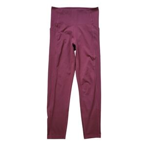 Girlfriend Collective Womens Small Leggings Maroon High Rise Pocket Compressive